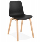Chaise design scandinave pied bois finition naturelle SANDY (noir)