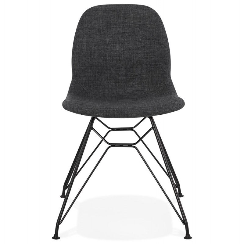 Chaise design industrielle en tissu pieds métal noir MOUNA (gris anthracite) - image 48107