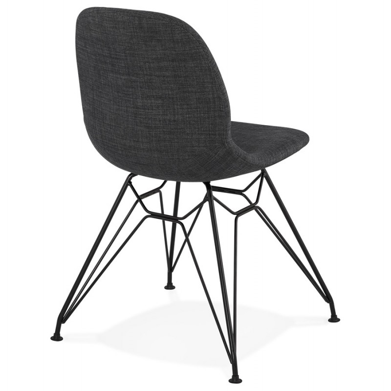 Chaise design industrielle en tissu pieds métal noir MOUNA (gris anthracite) - image 48109