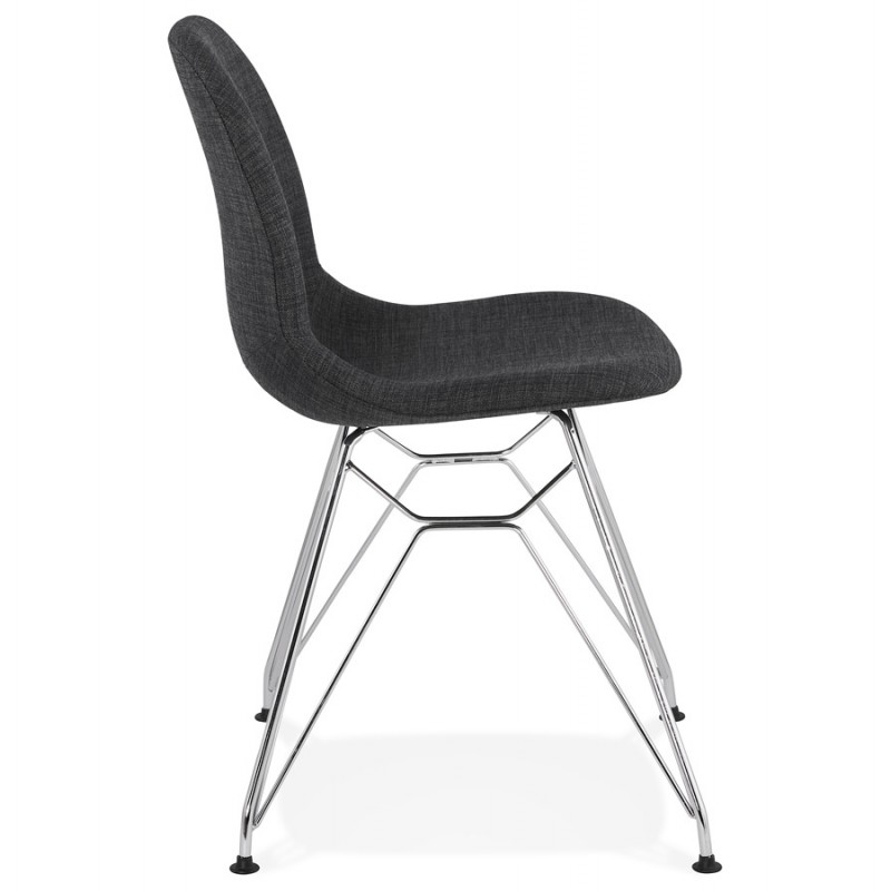 MOUNA chrome-plated metal foot fabric design chair (anthracite grey) - image 48121