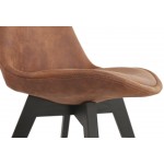 Chaise design et vintage en microfibre pieds noirs THARA (marron)