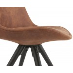 Chaise design industrielle en microfibre pieds noirs SOLEA (marron)