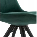 Chaise vintage et industrielle en velours pieds noirs LEONORA (vert)
