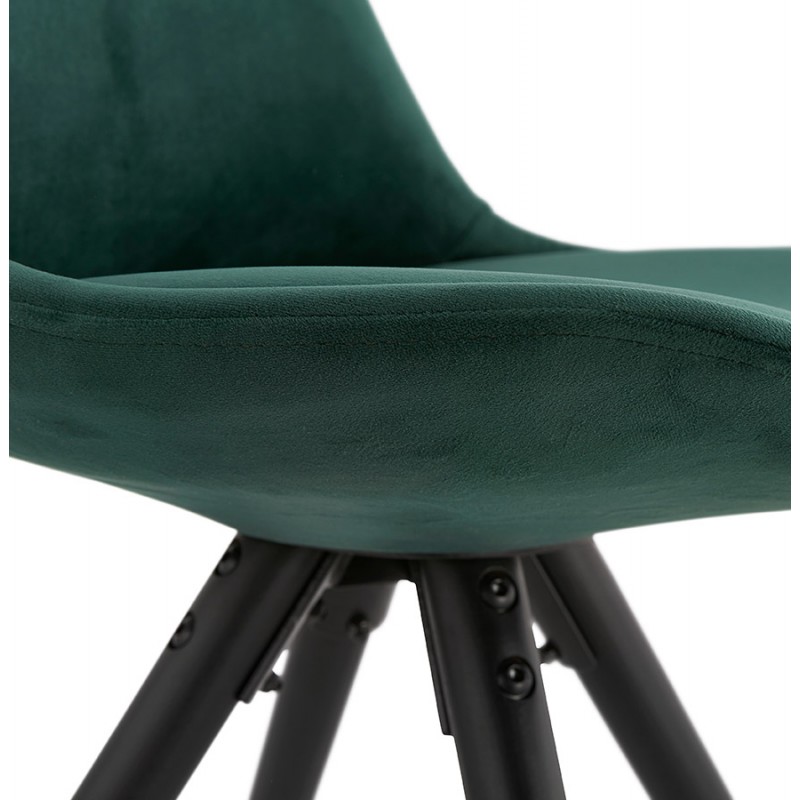 Chaise vintage et industrielle en velours pieds noirs LEONORA (vert) - image 48197