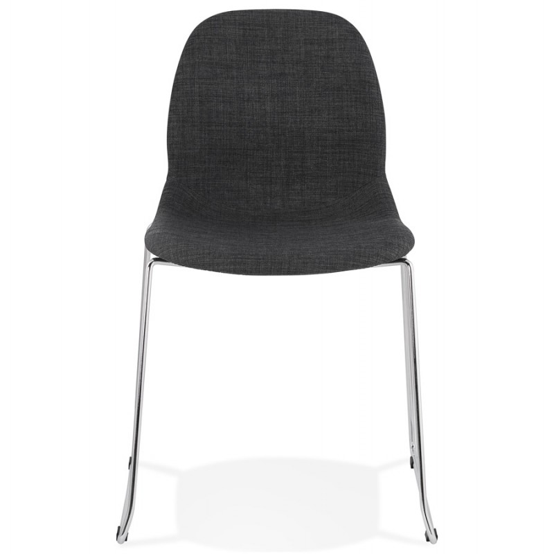 Chaise design empilable en tissu pieds métal chromé MANOU (gris anthracite) - image 48259