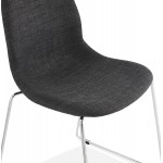 Chaise design empilable en tissu pieds métal chromé MANOU (gris anthracite)