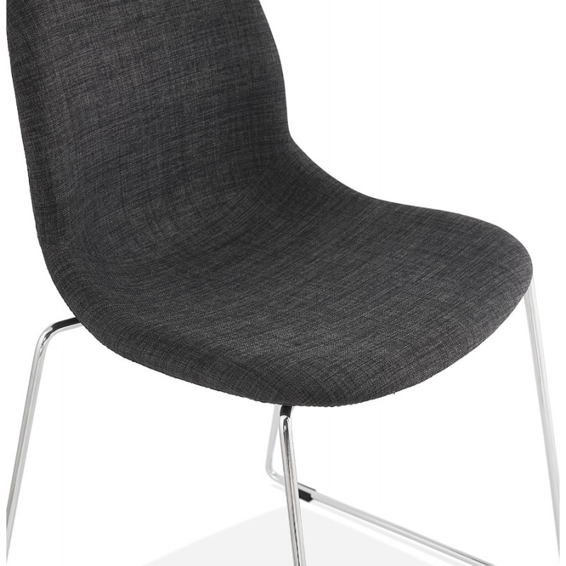 Chaise design empilable en tissu pieds métal chromé MANOU (gris anthracite) - image 48265