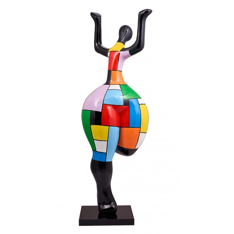 Escultura decorativa de estatua saque de diseño FEMME BRAS LEVES en resina H150 cm (Multicolor) - image 48281