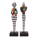 Set di 2 statue sculture decorative disegno COUPLE in resina H48 cm (Multicolor)