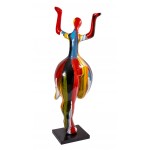 Statue sculpture décorative design FEMME RIGOLOTE en résine H150 cm (Multicolore)