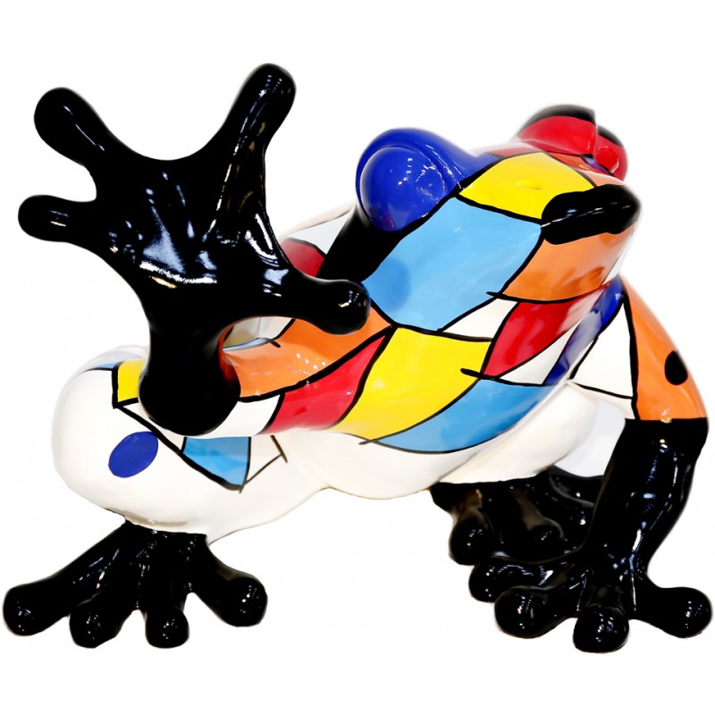 Statue sculpture décorative design GRENOUILLE ASSISE en résine H32 cm (Multicolore) - image 48293