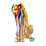 Statua scultura decorativa disegno PANTHERE TRASH resina H55cm (Multicolore)