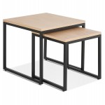 PRESCILLIA wooden and black metal tables (natural finish)