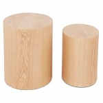 Set of 2 side tables design RUSSEL wood (natural finish)