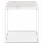 ROBYN MINI marbled stone design side coffee table (white)