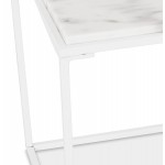 Table basse d'appoint design en pierre marbrée ROBYN MINI (blanc)