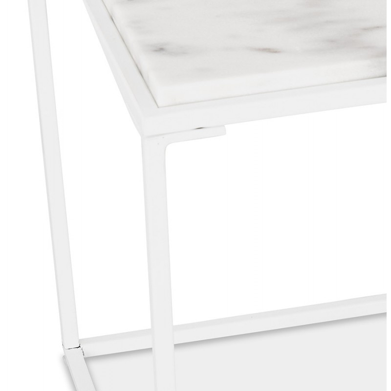 Mesa de centro lateral de diseño de piedra marmolada ROBYN MINI (blanco) - image 48443