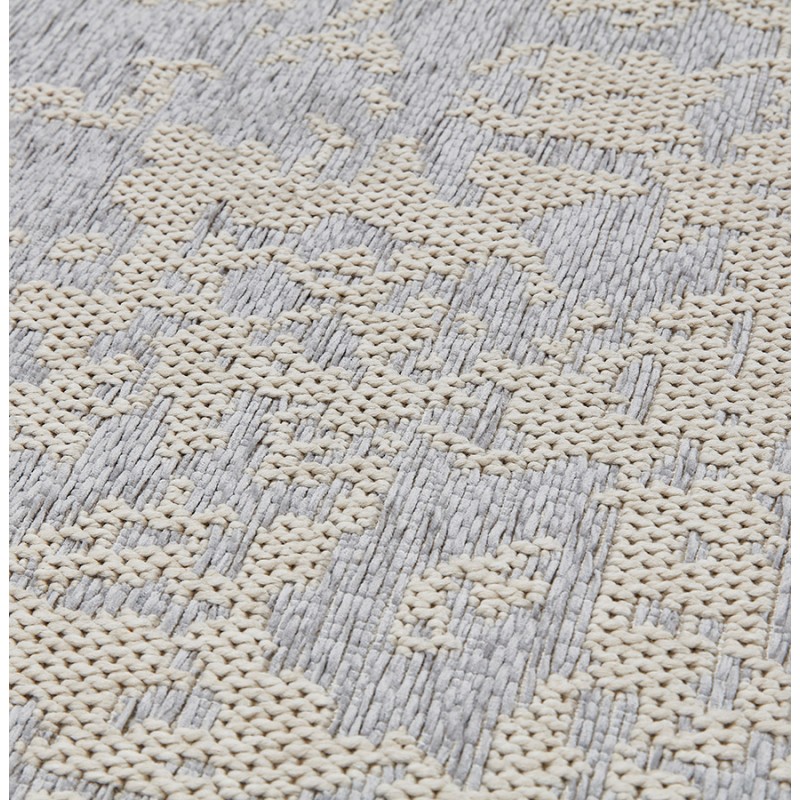 Tapis bohème rectangulaire - 160x230 cm - en laine  SHANON (gris clair) - image 48616