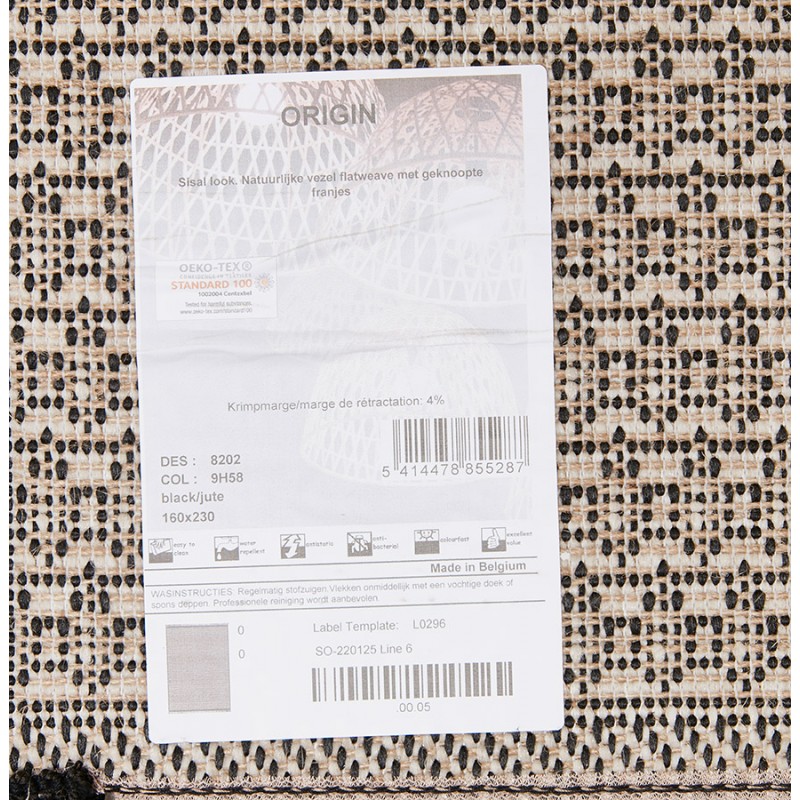 Alfombra étnica rectangular - 160x230 cm - PIERRETTE (negro, beige) - image 48689