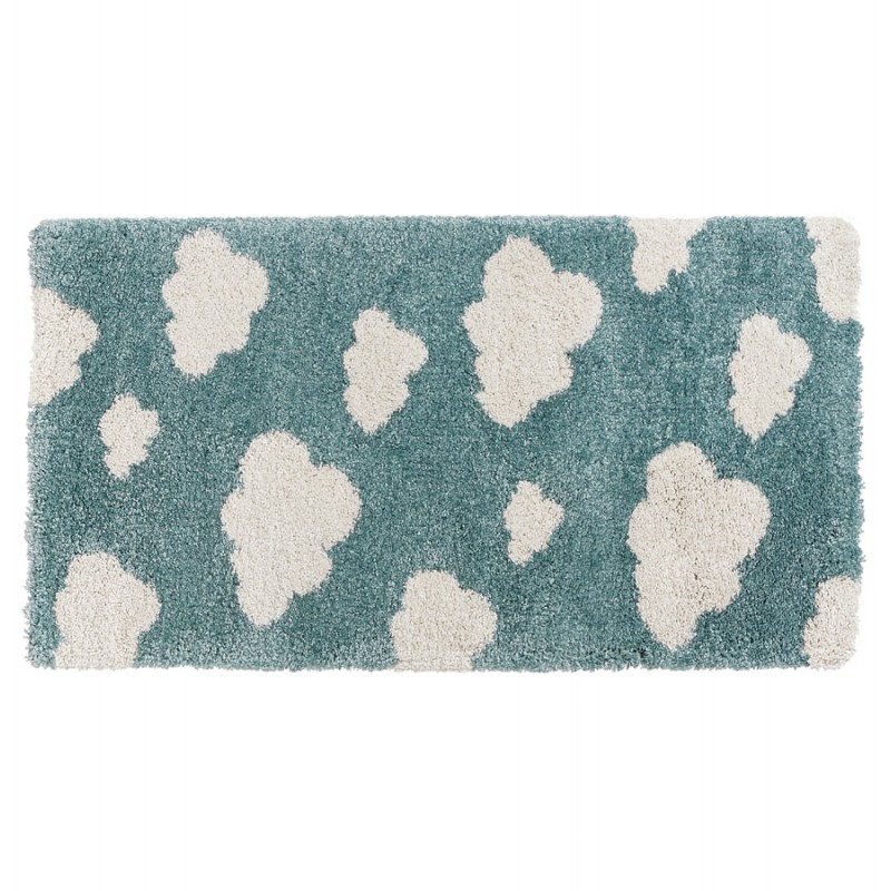 Childrens Rug Carpet design bear fishing for stars on cloud Grey-Blue-White 80x150 cm