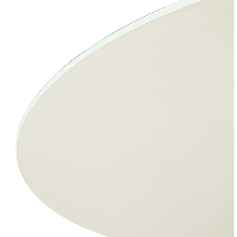 Mesa de comedor redonda de vidrio y metal (120 cm) URIELLE (blanco) - image 48759