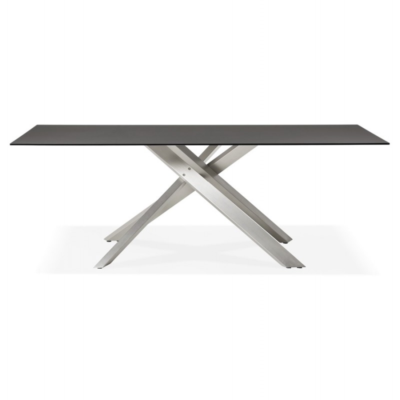 Glass and metal design dining table (200x100 cm) WHITNEY (black) - image 48770