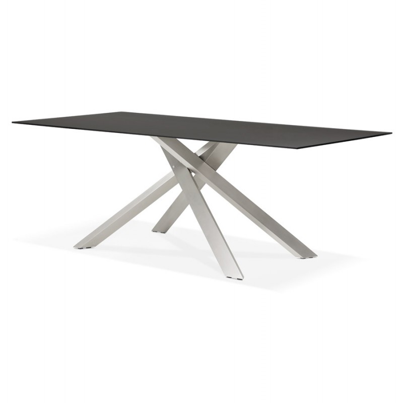 Glass and metal design dining table (200x100 cm) WHITNEY (black) - image 48772