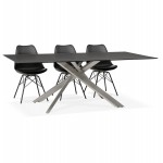 Table à manger design en verre et métal (200x100 cm) WHITNEY (noir)