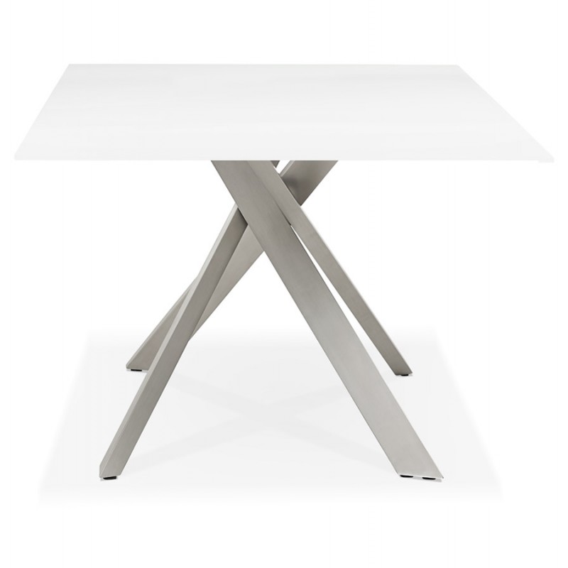 Glass and metal design dining table (200x100 cm) WHITNEY (white) - image 48782