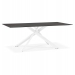 Table à manger design en verre et métal blanc (200x100 cm) WHITNEY (noir)