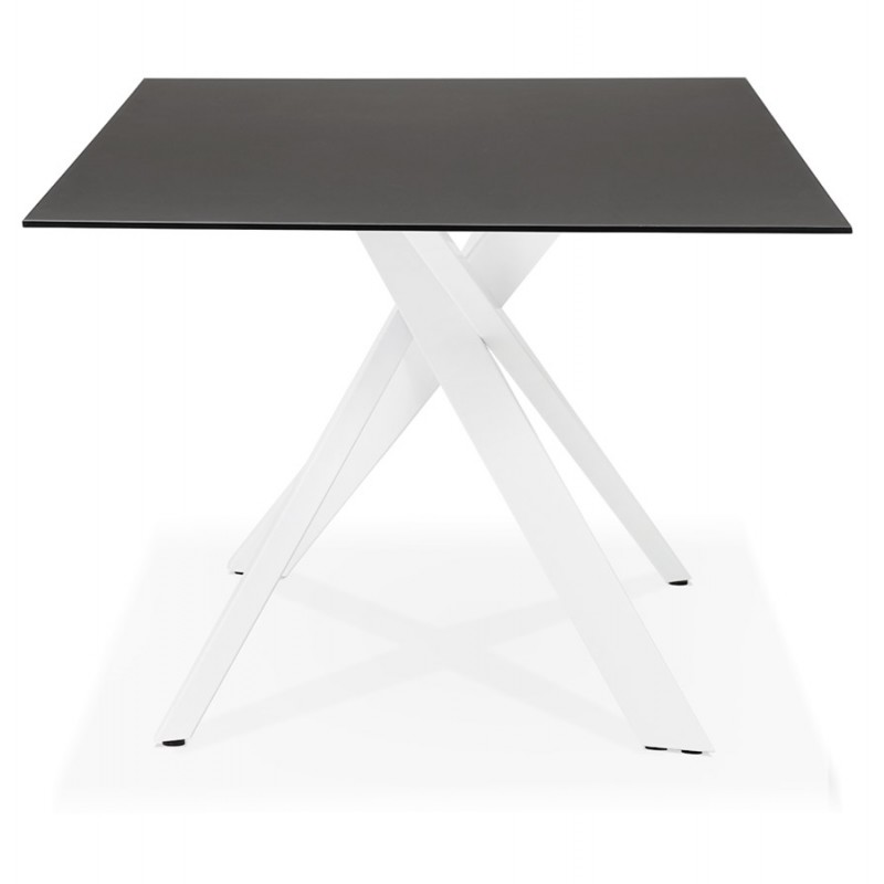 Glass and white metal design dining table (200x100 cm) WHITNEY (black) - image 48836