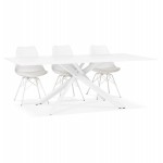 Table à manger designen verre et métal blanc (200x100 cm) WHITNEY (blanc)