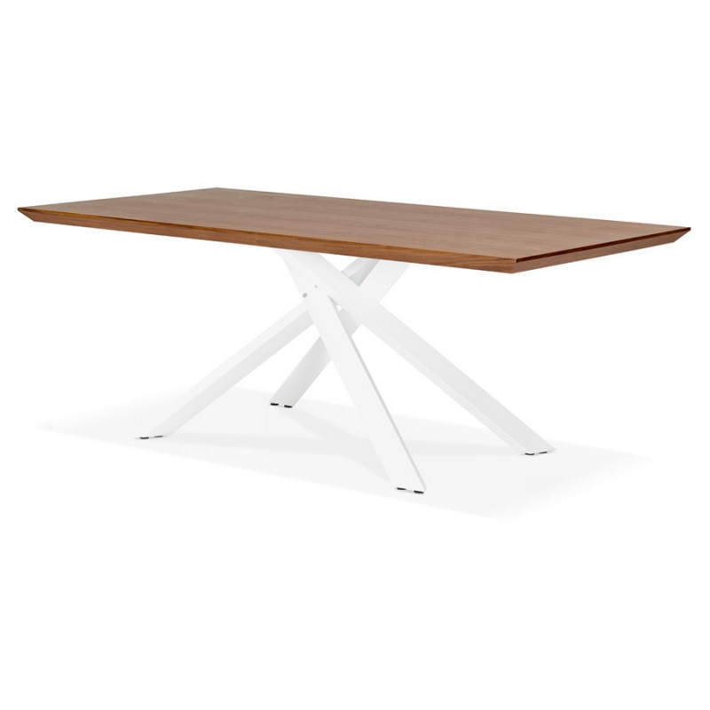 Tavolo da pranzo in legno e metallo bianco (200x100 cm) CATHALINA (annegamento) - image 48869