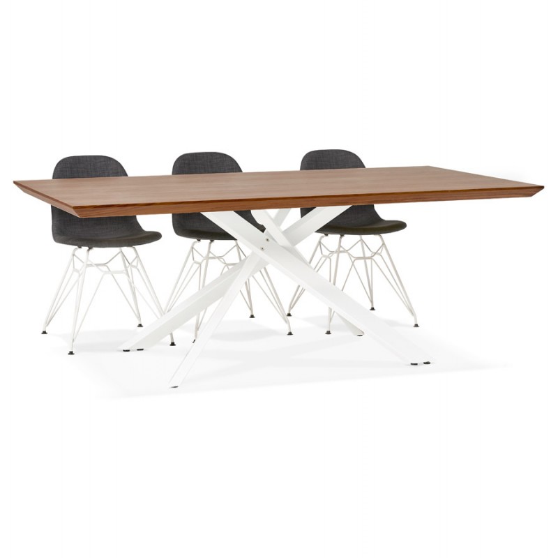 Tavolo da pranzo in legno e metallo bianco (200x100 cm) CATHALINA (annegamento) - image 48875