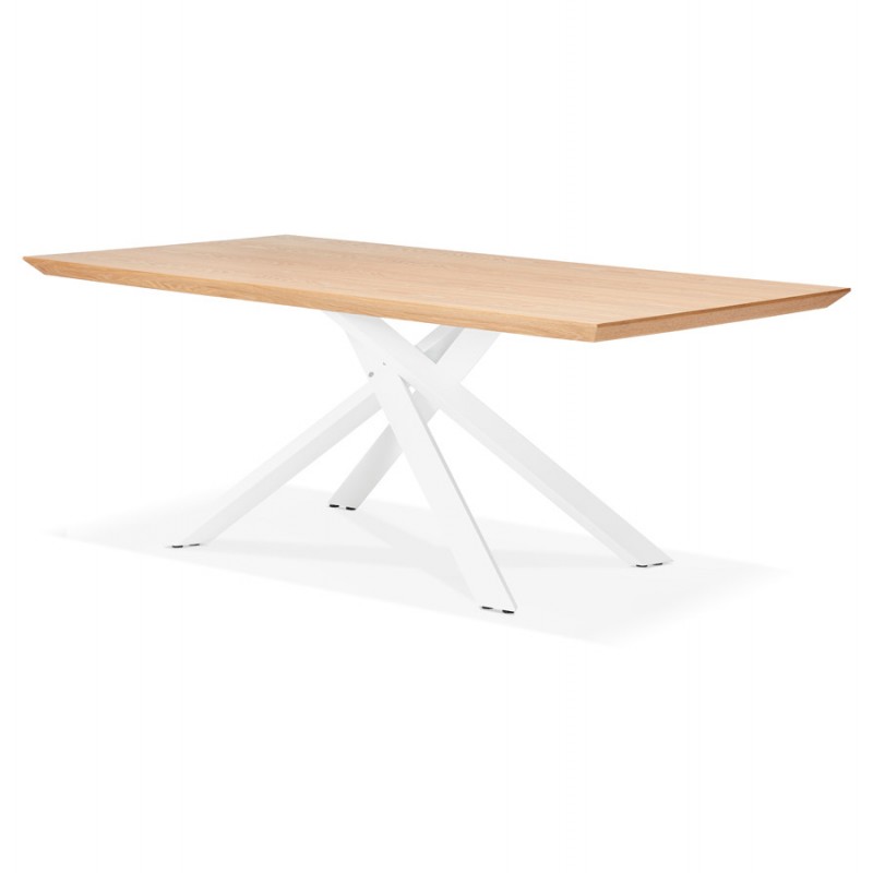 Tavolo da pranzo in legno e metallo bianco (200x100 cm) CATHALINA (finitura naturale) - image 48879