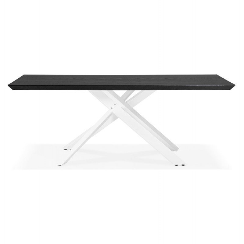 Mesa de comedor de diseño de madera y metal blanco (200x100 cm) CATHALINA (negro) - image 48883