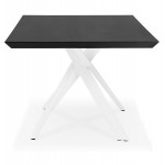 Table à manger design en bois et métal blanc (200x100 cm) CATHALINA (noir)