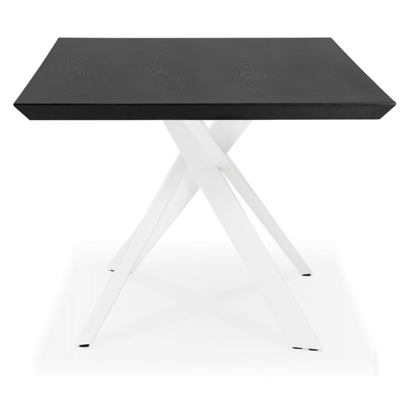 Wooden and white metal design dining table (200x100 cm) CATHALINA (black) - image 48884