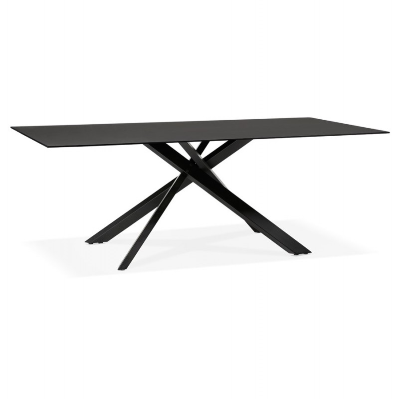 Glass and black metal design dining table (200x100 cm) WHITNEY (black) - image 48891