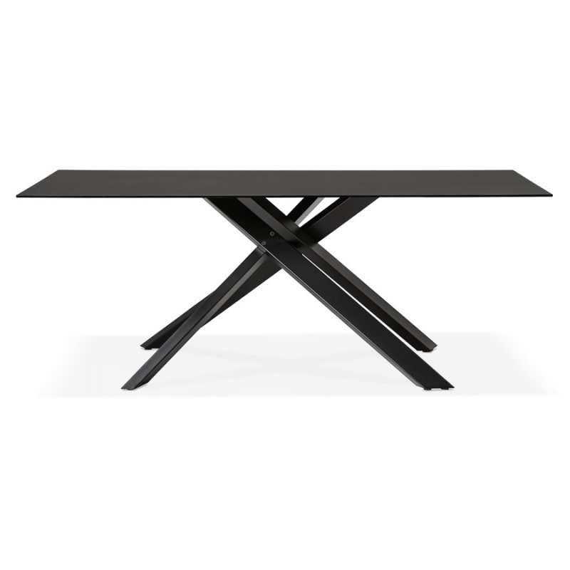 Glass and black metal design dining table (200x100 cm) WHITNEY (black) - image 48892