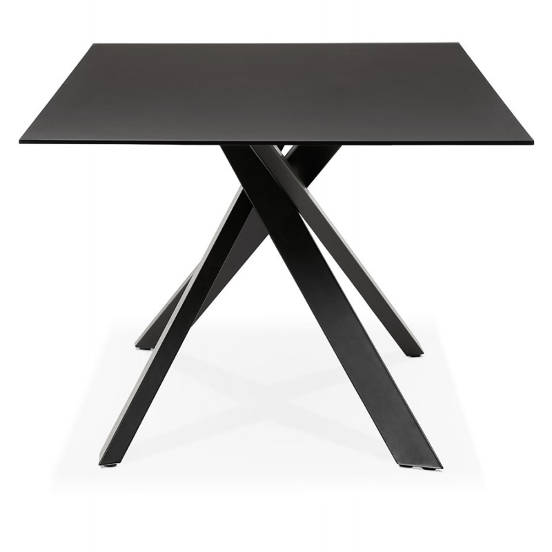 Glass and black metal design dining table (200x100 cm) WHITNEY (black) - image 48893