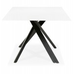 Mesa de comedor de diseño de vidrio y metal negro (200x100 cm) WHITNEY (blanco)