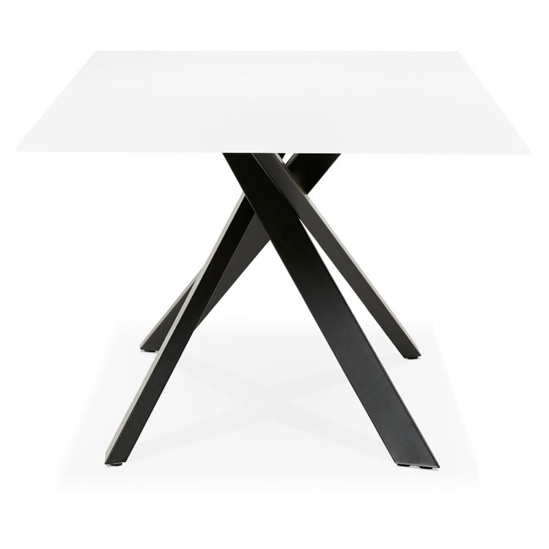 Glass and black metal design dining table (200x100 cm) WHITNEY (white) - image 48903