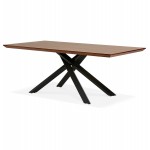 Table à manger design en bois et métal noir (200x100 cm) CATHALINA (noyer)