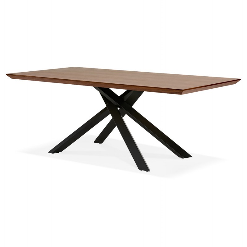 Wooden and black metal design dining table (200x100 cm) CATHALINA (drowning) - image 48924