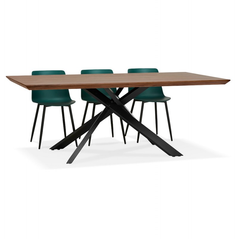 Mesa de comedor de diseño de madera y metal negro (200x100 cm) CATHALINA (ahogamiento) - image 48931