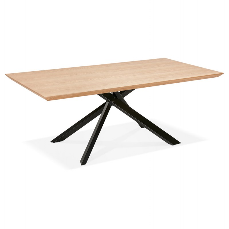Wooden and black metal design dining table (200x100 cm) CATHALINA (natural finish) - image 48936