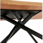 Table à manger design en bois et métal noir (200x100 cm) CATHALINA (finition naturelle)