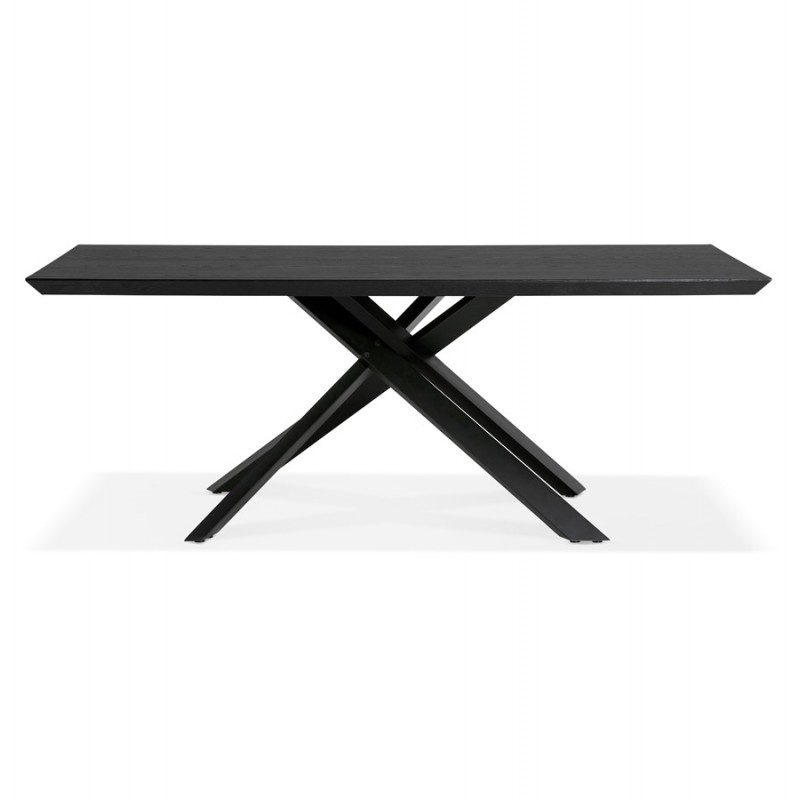 Wooden and black metal design dining table (200x100 cm) CATHALINA (black) - image 48944
