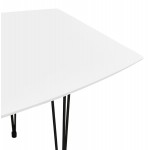 Mesa de comedor de madera extensible y pies de metal negro (170/270cmx100cm) JUANA (blanco mate)